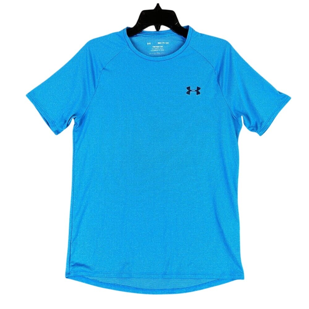 Under‎ Armour Shirt Mens Small Blue Tech Moisture Wicking Short Sleeve Polyester